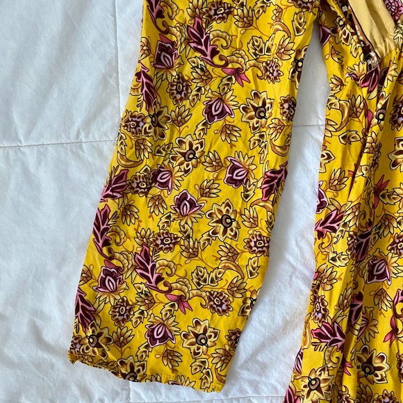 Long Sleeve Yellow Floral Maxi Dress from Shein with Purple Detail - Picture 4 of 14